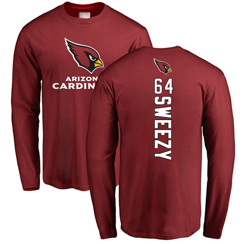 Arizona Cardinals Men Maroon J.R. Sweezy Backer NFL Football #64 Long Sleeve T Shirt